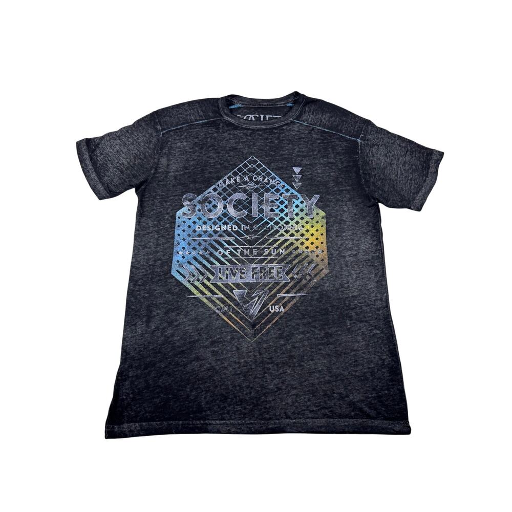 Buckle Society Men’s Large Black Acid Wash Graphic T-Shirt Live Free USA